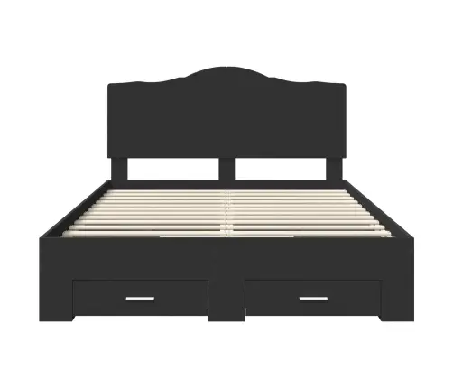 Gultas Rāmis Ar Atvilktni Melna 160 X 200 Cm Inženierijas Koks Vidaxl