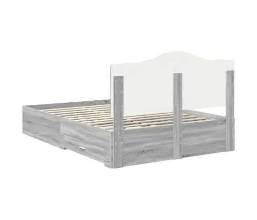 Gultas Rāmis Pelēks Sonoma 160 X 200 Cm Inženierijas Koks Vidaxl