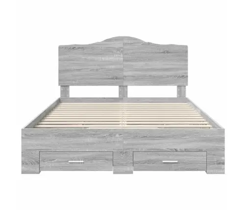 Gultas Rāmis Pelēks Sonoma 160 X 200 Cm Inženierijas Koks Vidaxl