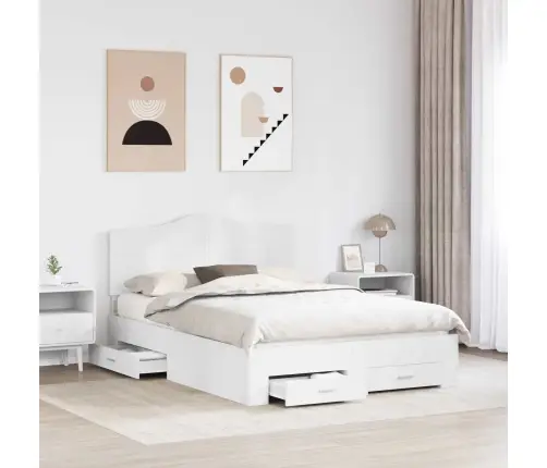 Gultas Rāmis Ar Atvilktni Balts 150 X 200 Cm Inženierijas Koks Vidaxl