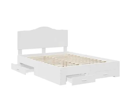 Gultas Rāmis Ar Atvilktni Balts 150 X 200 Cm Inženierijas Koks Vidaxl