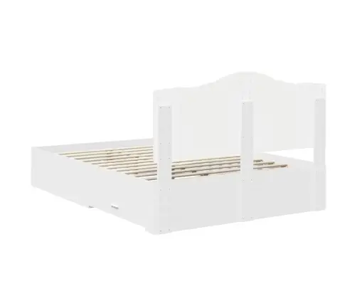 Gultas Rāmis Ar Atvilktni Balts 150 X 200 Cm Inženierijas Koks Vidaxl