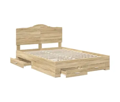 Gultas Rāmis Sonoma Ozols 150 X 200 Cm Inženierijas Koks Vidaxl