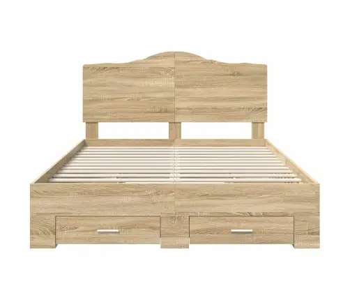 Gultas Rāmis Sonoma Ozols 150 X 200 Cm Inženierijas Koks Vidaxl