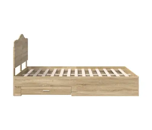 Gultas Rāmis Sonoma Ozols 150 X 200 Cm Inženierijas Koks Vidaxl