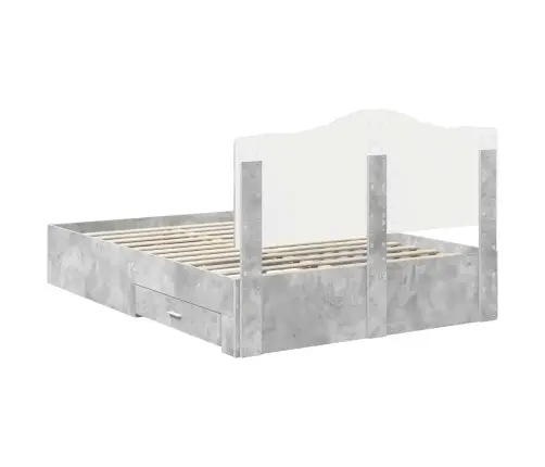 Voodi Raam Peaga Sahtliga Betoonhall 150 X 200 Cm Tehispuit