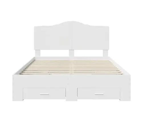 Gultas Rāmis Ar Atvilktni Balts 140 X 200 Cm Inženierijas Koks Vidaxl