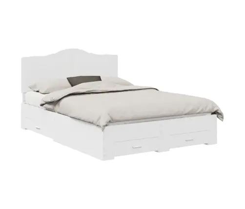 Gultas Rāmis Ar Atvilktni Balts 140 X 200 Cm Inženierijas Koks Vidaxl