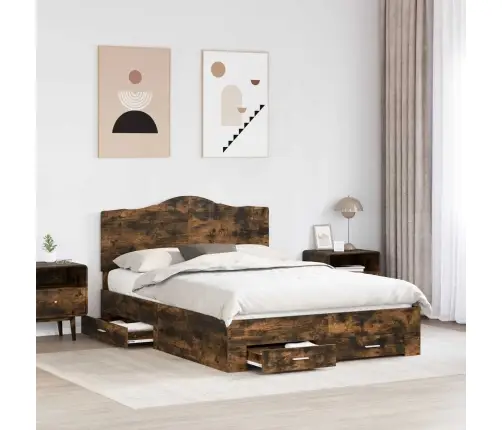 Gultas Rāmis Dūmaka Ozols 140 X 200 Cm Inženierijas Koks Vidaxl