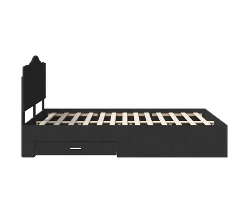 Voodi Raam Peaga Sahtliga Must 140 X 190 Cm Tehispuit