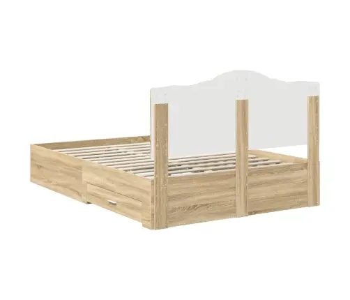 Gultas Rāmis Sonoma Ozols 140 X 190 Cm Inženierijas Koks Vidaxl