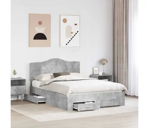 Lovos Rėmas Betono Pilka 140 X 190 Cm Apdirbta Mediena