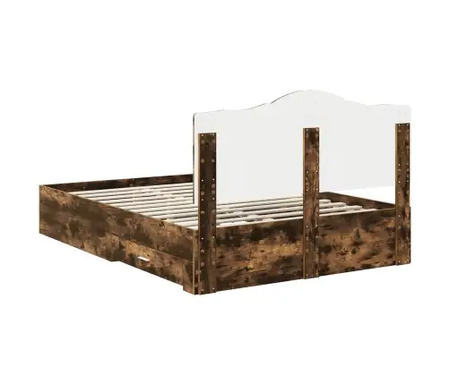 Gultas Rāmis Dūmaka Ozols 140 X 190 Cm Inženierijas Koks Vidaxl