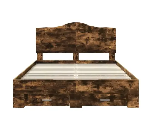 Gultas Rāmis Dūmaka Ozols 140 X 190 Cm Inženierijas Koks Vidaxl