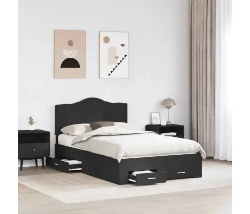 Gultas Rāmis Ar Atvilktni Melna 135 X 190 Cm Inženierijas Koks Vidaxl