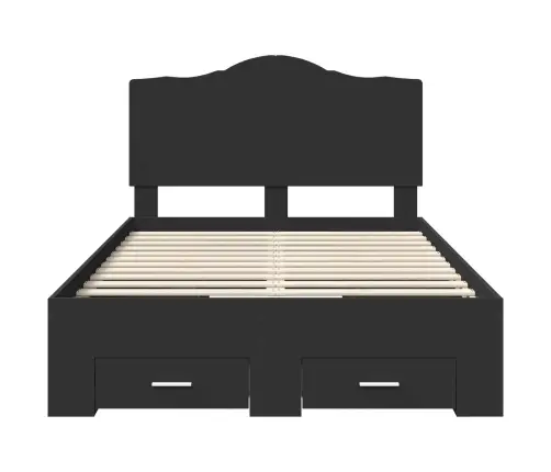Gultas Rāmis Ar Atvilktni Melna 135 X 190 Cm Inženierijas Koks Vidaxl
