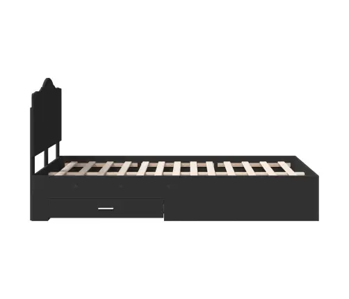 Gultas Rāmis Ar Atvilktni Melna 135 X 190 Cm Inženierijas Koks Vidaxl