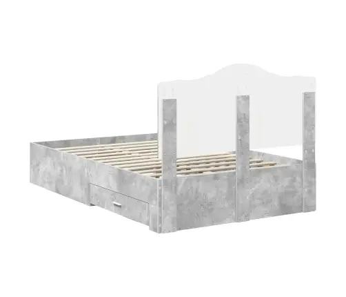 Lovos Rėmas Betono Pilka 135 X 190 Cm Apdirbta Mediena