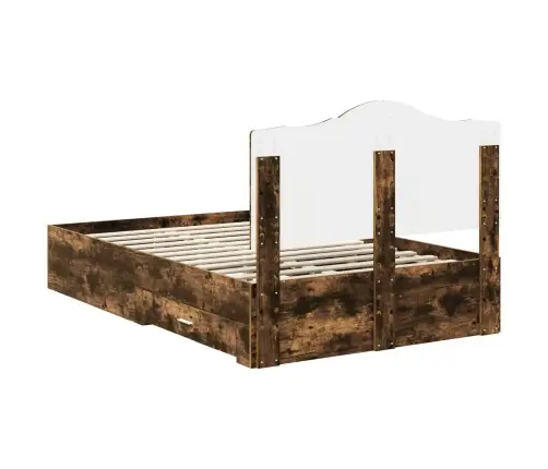 Gultas Rāmis Dūmaka Ozols 135 X 190 Cm Inženierijas Koks Vidaxl