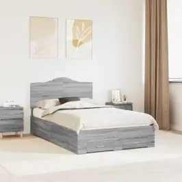 Voodi Raam Peaga Sahtliga Hall Sonoma 135 X 190 Cm Tehispuit