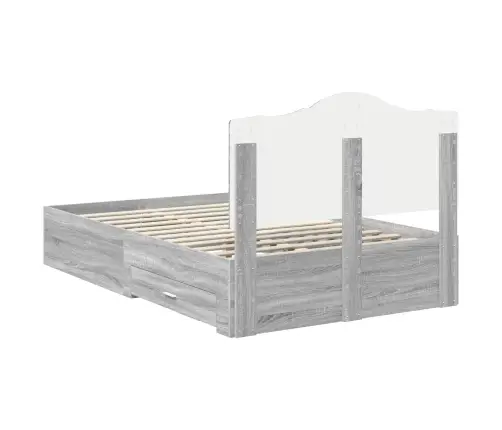 Gultas Rāmis Pelēks Sonoma 135 X 190 Cm Inženierijas Koks Vidaxl
