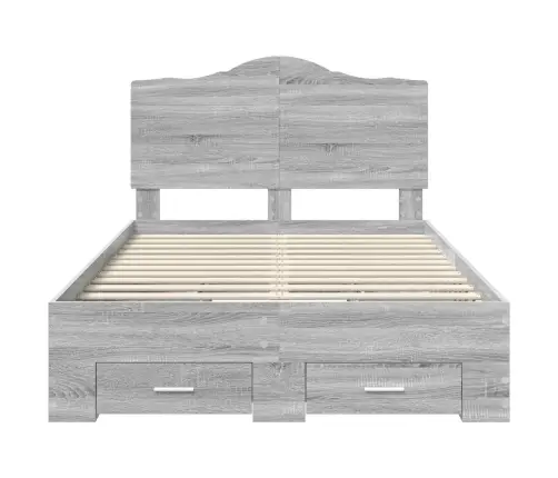 Gultas Rāmis Pelēks Sonoma 135 X 190 Cm Inženierijas Koks Vidaxl