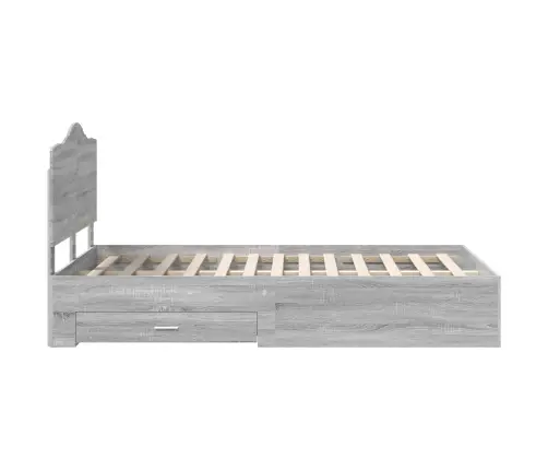 Gultas Rāmis Pelēks Sonoma 135 X 190 Cm Inženierijas Koks Vidaxl