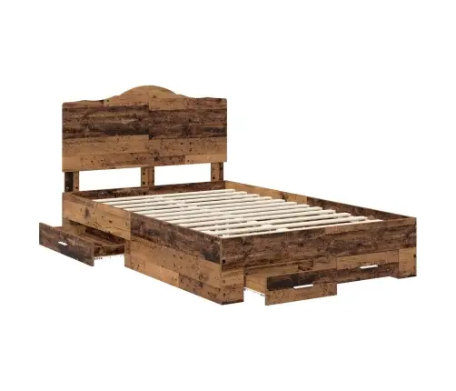 Gultas Rāmis Vecs Koks 135 X 190 Cm Inženierijas Koks Vidaxl