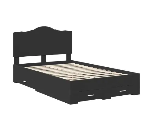 Gultas Rāmis Ar Atvilktni Melna 120 X 200 Cm Inženierijas Koks Vidaxl