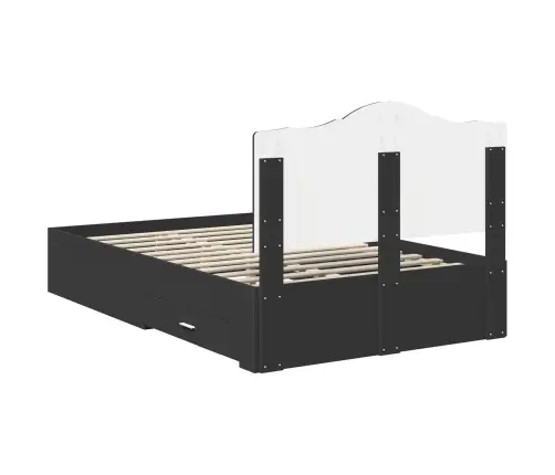 Gultas Rāmis Ar Atvilktni Melna 120 X 200 Cm Inženierijas Koks Vidaxl
