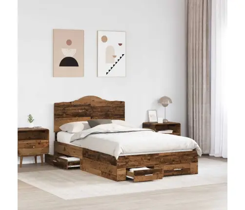 Gultas Rāmis Vecs Koks 120 X 200 Cm Inženierijas Koks Vidaxl