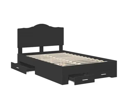 Gultas Rāmis Ar Atvilktni Melna 120 X 190 Cm Inženierijas Koks Vidaxl