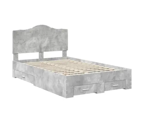 Voodi Raam Peaga Sahtliga Betoonhall 120 X 190 Cm Tehispuit