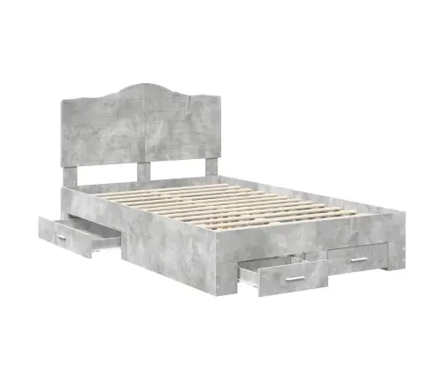 Voodi Raam Peaga Sahtliga Betoonhall 120 X 190 Cm Tehispuit