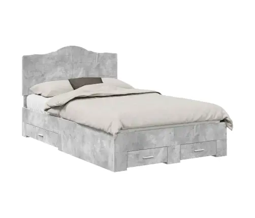 Voodi Raam Peaga Sahtliga Betoonhall 120 X 190 Cm Tehispuit