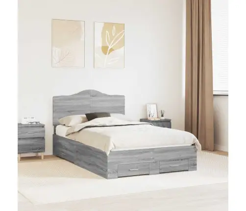 Voodi Raam Peaga Sahtliga Hall Sonoma 120 X 190 Cm Tehispuit