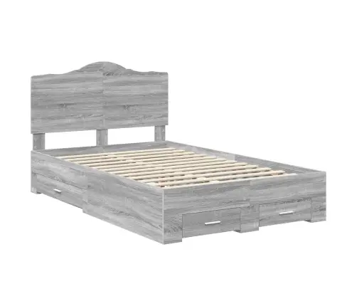 Voodi Raam Peaga Sahtliga Hall Sonoma 120 X 190 Cm Tehispuit