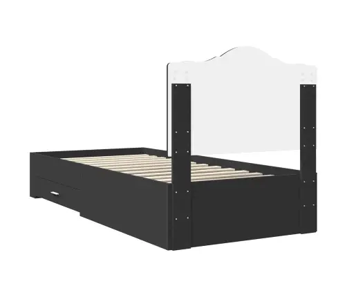 Gultas Rāmis Ar Atvilktni Melna 100 X 200 Cm Inženierijas Koks Vidaxl