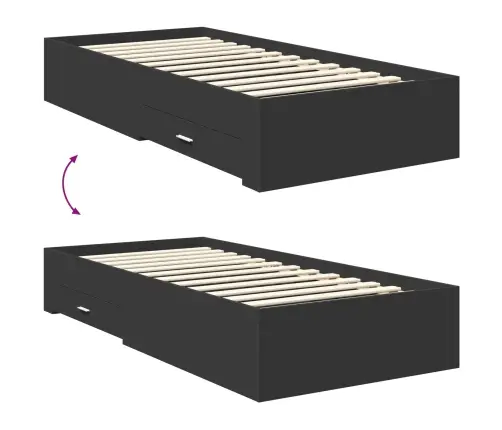 Gultas Rāmis Ar Atvilktni Melna 100 X 200 Cm Inženierijas Koks Vidaxl