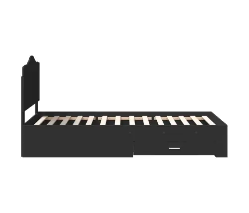 Gultas Rāmis Ar Atvilktni Melna 100 X 200 Cm Inženierijas Koks Vidaxl