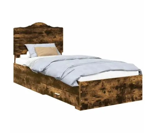 Voodi Raam Peaga Suitsetatud Tamm 100 X 200 Cm Tehispuit