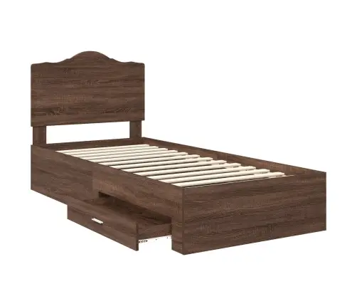 Gultas Rāmis Brūns Ozols 100 X 200 Cm Inženierijas Koks Vidaxl