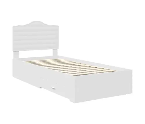 Voodi Raam Peaga Sahtliga Valge 90 X 200 Cm Tehispuit