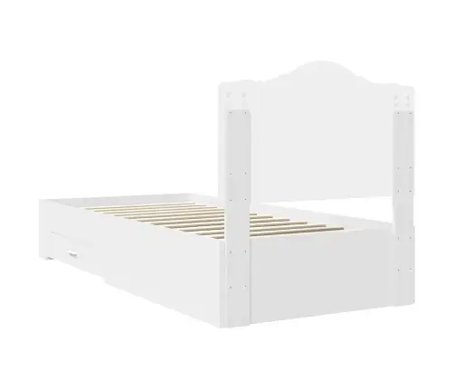 Voodi Raam Peaga Sahtliga Valge 90 X 200 Cm Tehispuit