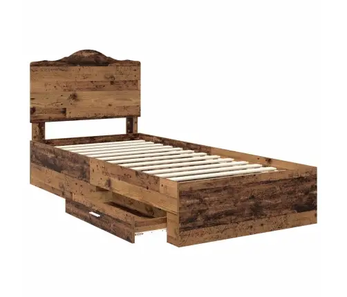Lovos Rėmas Su Stalčių Senas Medis 90 X 200 Cm Apdirbta Mediena