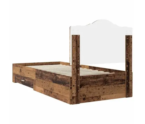 Lovos Rėmas Su Stalčių Senas Medis 90 X 200 Cm Apdirbta Mediena