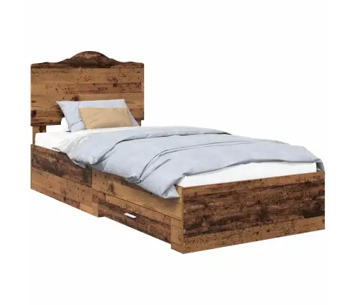 Lovos Rėmas Su Stalčių Senas Medis 90 X 200 Cm Apdirbta Mediena