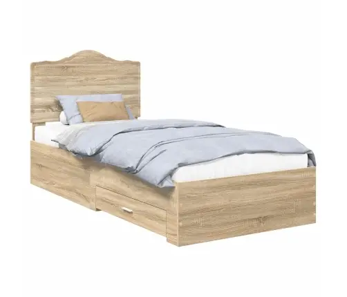 Gultas Rāmis Sonoma Ozols 90 X 190 Cm Inženierijas Koks Vidaxl