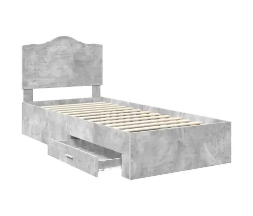 Gultas Rāmis Betona Pelēks 90 X 190 Cm Inženierijas Koks Vidaxl