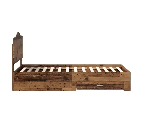 Voodi Raam Peaga Sahtliga Vana Puit 90 X 190 Cm Tehispuit